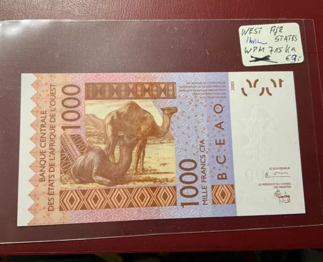 West African States/Senegal  1000 Francs  Banknote 2003 kassenfrisch WPM 715 ka