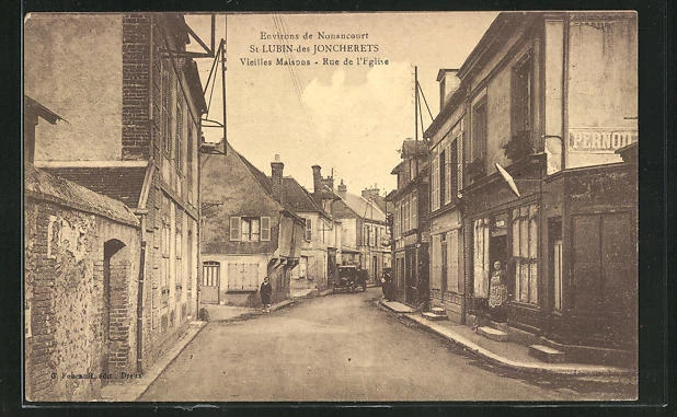 CPA Saint-Lubin-des-Joncherets, Vieilles Maison, Rue de l´Eglise