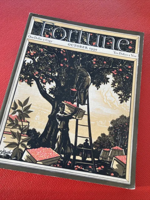 Rare 1930 Fortune Magazine Vol 2 No 4 Art Deco block print cover art BUEHR