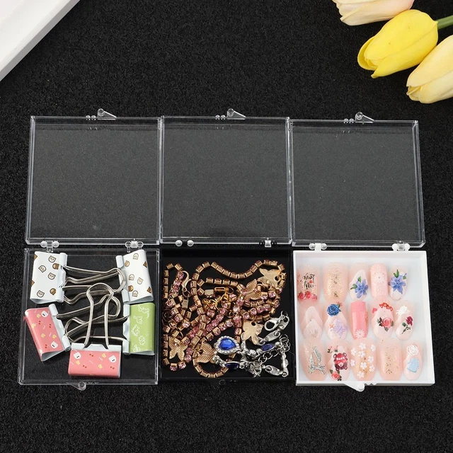 Case Jewelry Storage Box Desktop Organizer Clips Container Wear Nail Box