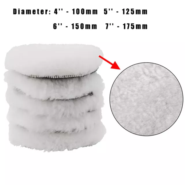 Soft Wool Buffing Polishing Waxing Pads Hook & Loop Discs for Car Auto 100-175mm