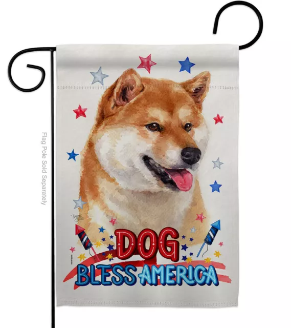 Shiba Inu Sesame Dog Bless America Patriotic Flag