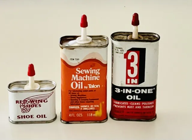 3 Oil Cans RED WING SHOE OIL Sewing Machine by Talon  3 -IN-ONE