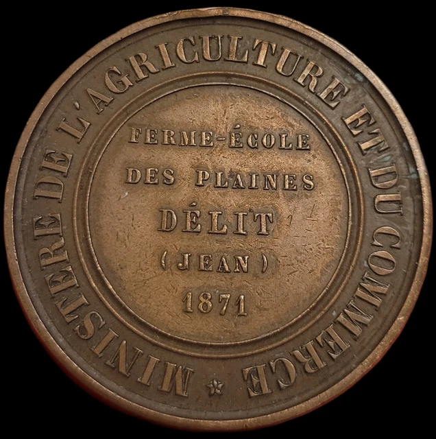 Ancienne Médaille En Cuivre Du Ministère De L’Agriculture Et Du Commerce – Collection Française