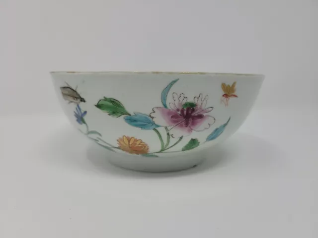 Antique Worcester Dr. Wall Period Bowl - C.1770 Flowers and Insects