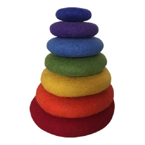 Set De 7 "Piedras De Río" De Fieltro Apilables Arcoíris - Papoose