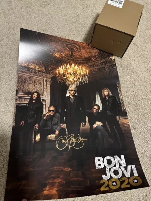 BON JOVI Signed 13” x 19” 2020 Limited Edition Poster Autographed Gold New