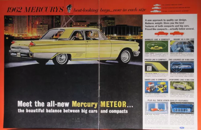 1962 Mercury Meteor Ad Magazine Print Automobile