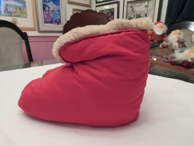 Melange Home Duvet Slippers Super Soft Red w/ Tan Faux Fur Adult size S/M 2