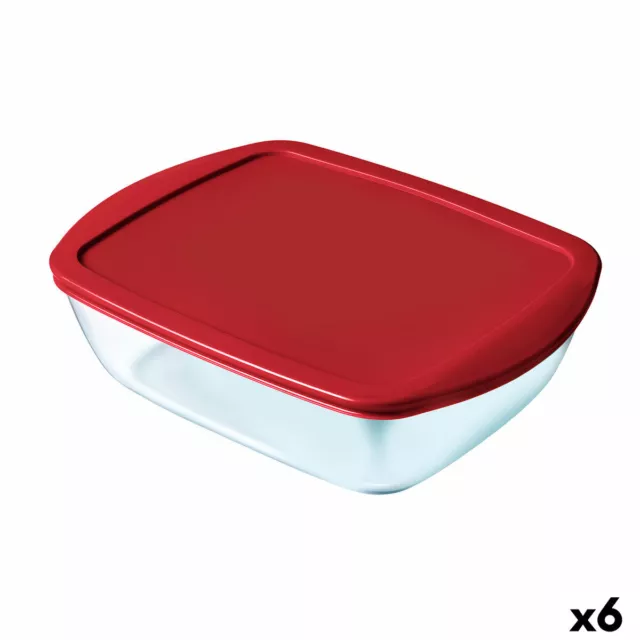 Porta pranzo Ermetico Luminarc Pure Box Rosso 1,22 L Vetro (6 Unità)