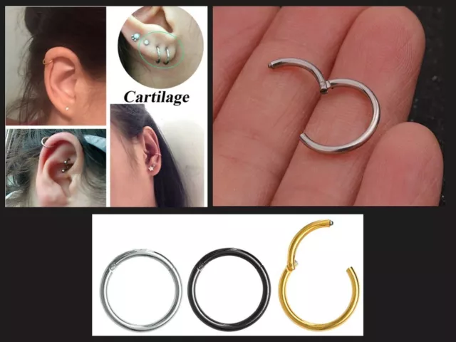 Surgical Steel Septum Clicker Nose Hinge Segment Ear Helix Ring Hoop - B2G1 2