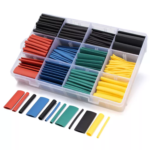 530Pcs Gaine Thermo Rétractable Ratio:2:1 Heat Shrink Tuyau Tube Kit Assortiment 2