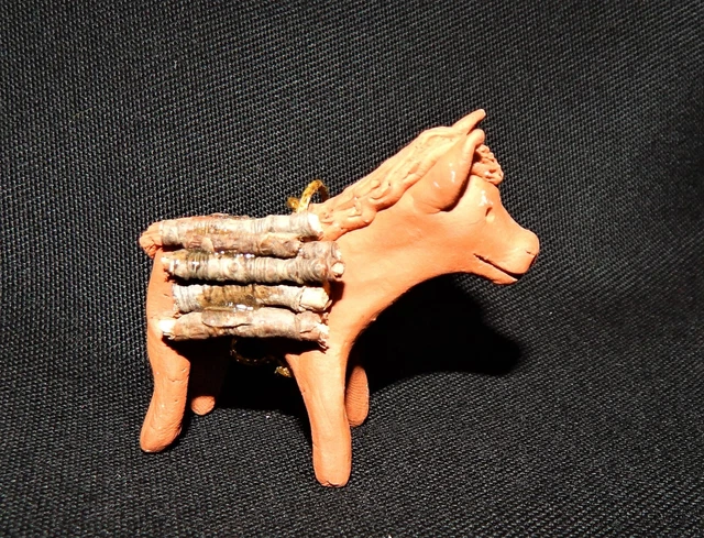 Vintage handcrafted clay donkey ornament