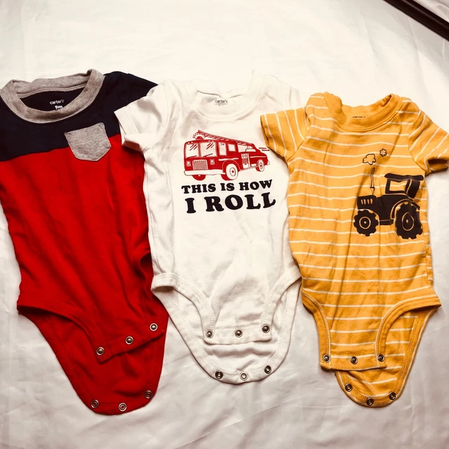 Carters Baby Boy Bodysuit Lot of 3 Short Sleeve 9 months