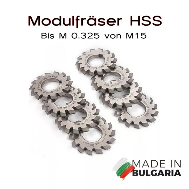 Modulfräser Zahnradfräser Satz M 0,25 - M 15 20° N1-N8 Walzenfräser HSS 2