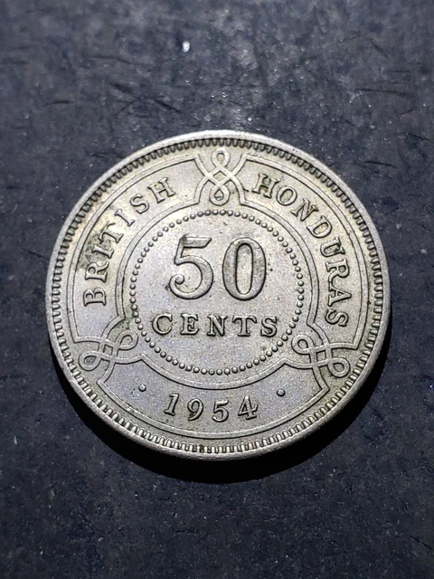 1954 British Honduras 50 Cents Coin  Km#28