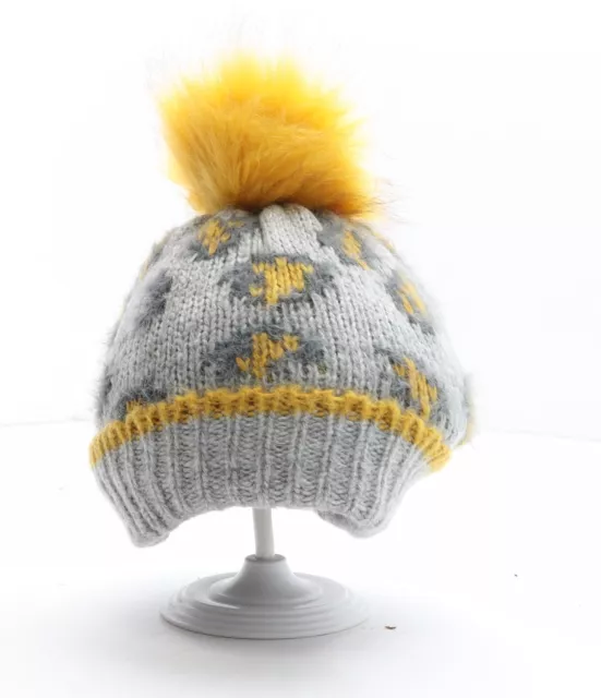 Cappello a bobble grigio ragazza stampa animale acrilico taglia unica
