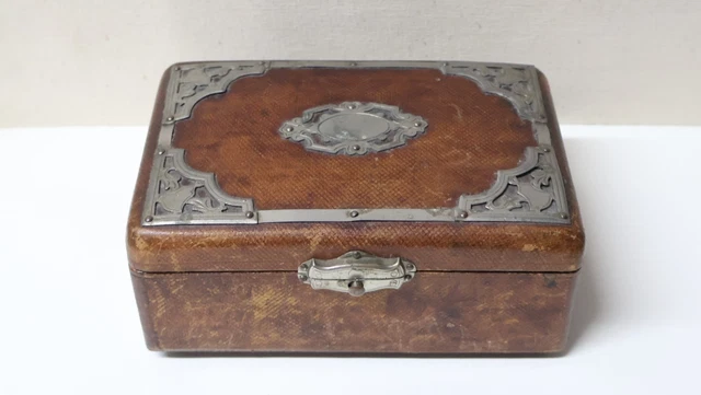 Boîte à Bijoux Ancienne En Cuir Bordeaux - Écrin Vintage, Occasion En Très Bon état