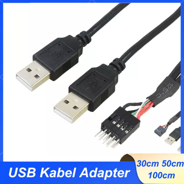 USB Kabel 9 pin Mainboard Header Buchse auf Dual USB 2.0 Stecker 20cm 30cm 50cm