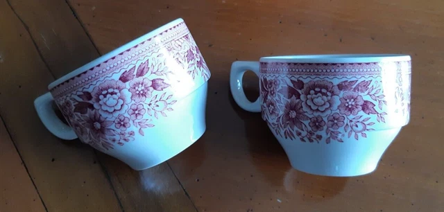 2  belles tasses à café  anciennes, Villeroy et Boch Fasan rouge/ rose