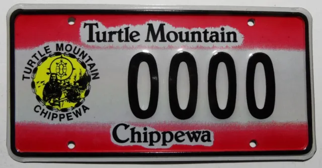 USA Nummernschild North Dakota "Turtle Mountain Chippewa" mit Wappen als Sample.