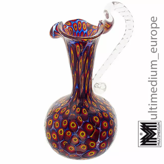 Murano Millefiori Glas Vase Fratelli Toso Blau Rot Orange 70er glass