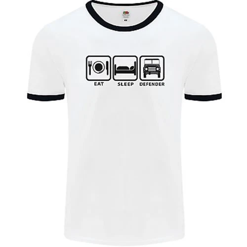 Eat Sleep 4X4 Off Road Roading Car Mens White Ringer T-Shirt