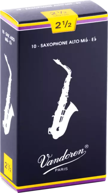 Anches Vandoren saxophone Alto - boite de 10 - Force 2,5 NEUF