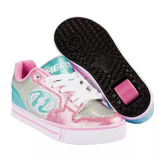 Heelys Motion Plus Silver/Pink/Blue UK2 EU34 Boxed