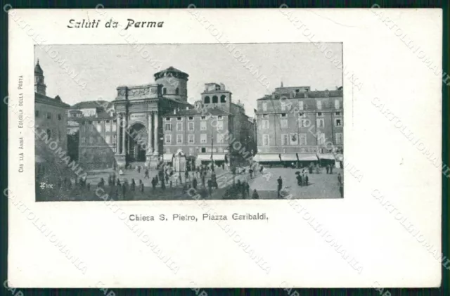 Parma Città Saluti da Chiesa San Pietro Piazza Garibaldi cartolina RB9938