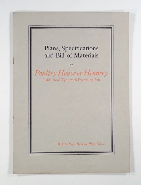 1917 Planos de gallina/hennery especificaciones y materiales oficina de pino blanco #7 {d}