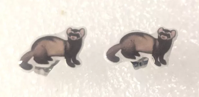 Ferret Sable Color Teeny Tiny Flat Acrylic Stud Earrings Jewelry