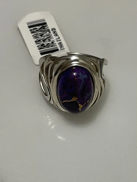 BBJ Southwestern Kingman Purple Turquoise Inlay 925 Sterling Silver Ring