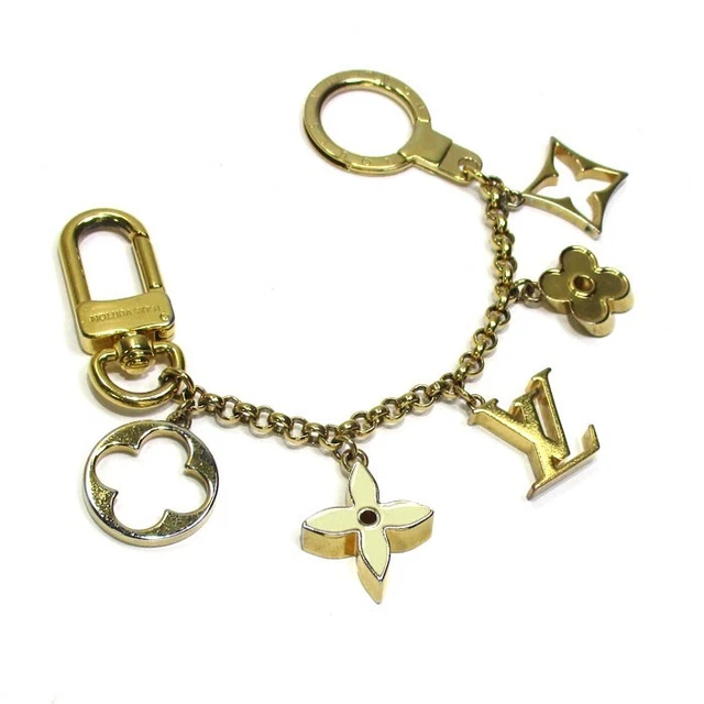 LOUIS VUITTON Fleur de Monogram Bag Charm Key Ring Gold M65111