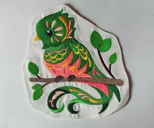 Flower Power Quetzal bird Iron on Sew patch