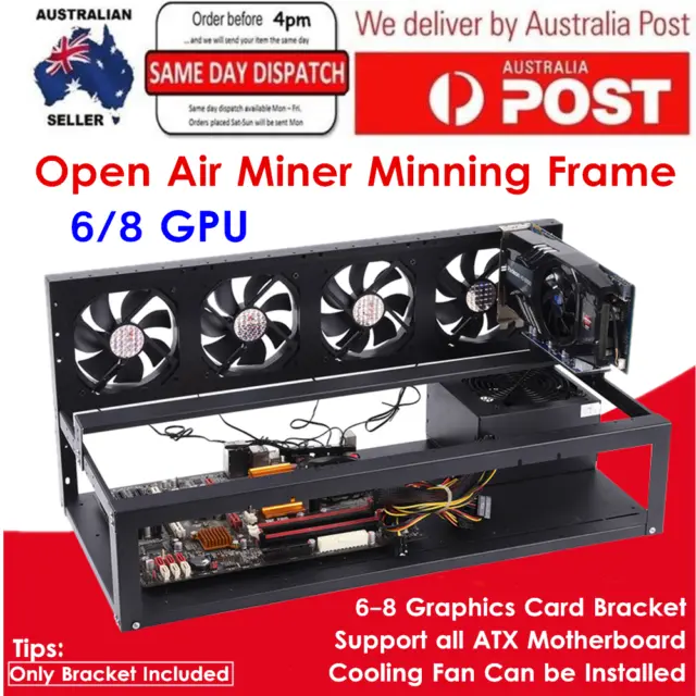 6-8 GPU Aluminum Stackable Open Air Mining Rig Computer Frame Miner Case Holder