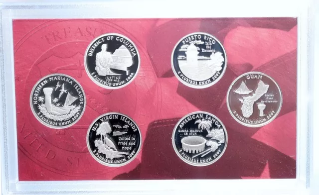 2009 S US Territory DC MARIANA PR GUAM SAMOA Proof Silver 25c 6 Coin SET i114110