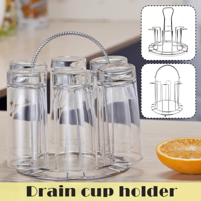 Metal Glass Cup Rack Water Mug Draining Drying Organizer Drain Holder Stand AU