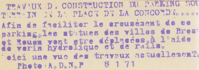 Travaux de construction du parking souterrain de la Place de la Concorde. 1971. 2