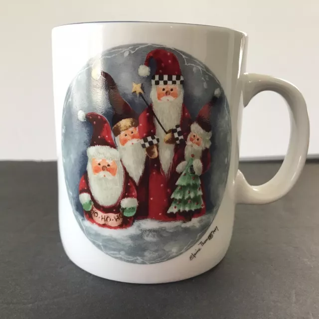 Vtg Christmas Santa Coffee Hot Chocolate Mug Cup Signed by Elaine Thompson 1997