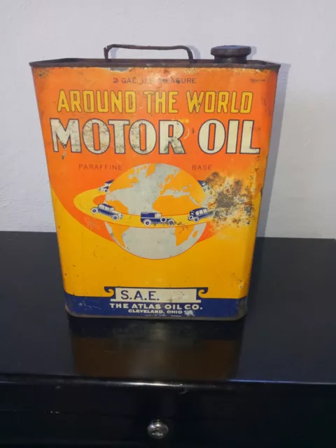 Around the World Motor Oil Vintage 2 Gallon Can