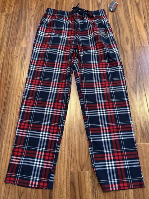 NAUTICA NEW Super Soft Cozy Fleece Plaid Pajama Pant Navy/Red Men's M Medium