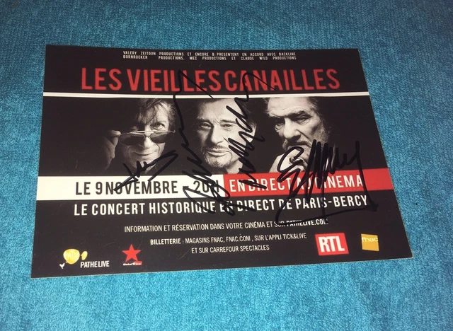 PHOTO CARTONNEE DÉDICACE Autograph Johnny Hallyday Dick Rivers EUR 200