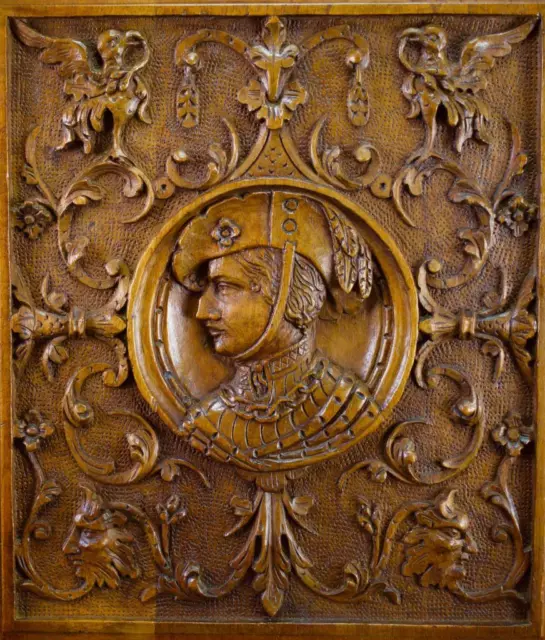 French Antique Gothic Hand Carved Wood Cupboard Door 19th 3
