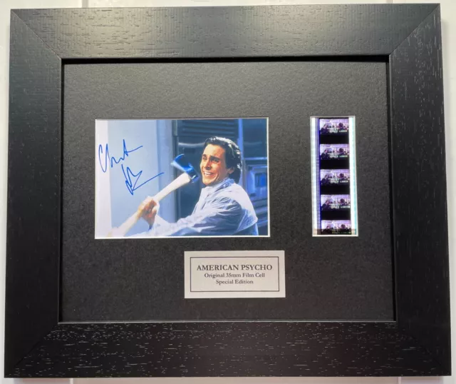 American Psycho CHRISTIAN BALE Signed Repro Film Cell Memorabilia*