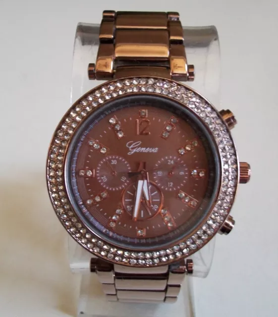 Women's Dressy wear Bronze Coffee Color Rhinestones fashion boyfriend watch