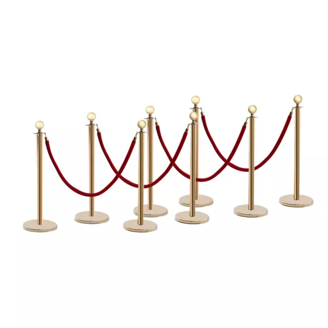 Stable Crowd Control Gold Stanchion Set of 8 Pieces w/5 ft/1.5 m Red Velvet Rope 2