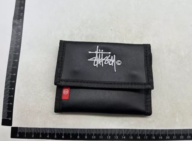 Stussy Black Leather  Fold Wallet