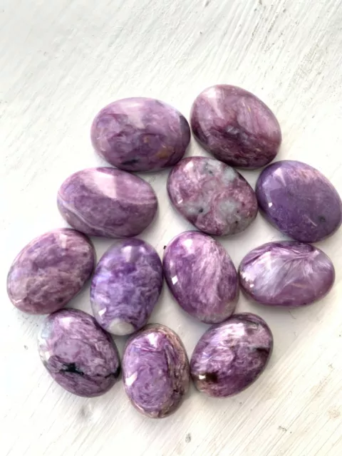 6 All Natural Russian Charoite Cabs - 18x13mm - Oval - Vintage Stock