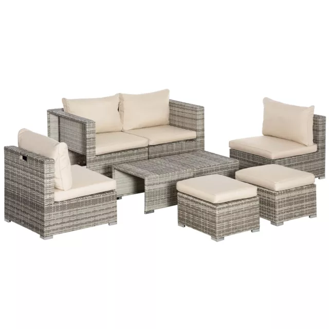 Outsunny Salotto da Giardino Rattan PE 8 Pezzi con Poltrone Tavolini e Sgabelli